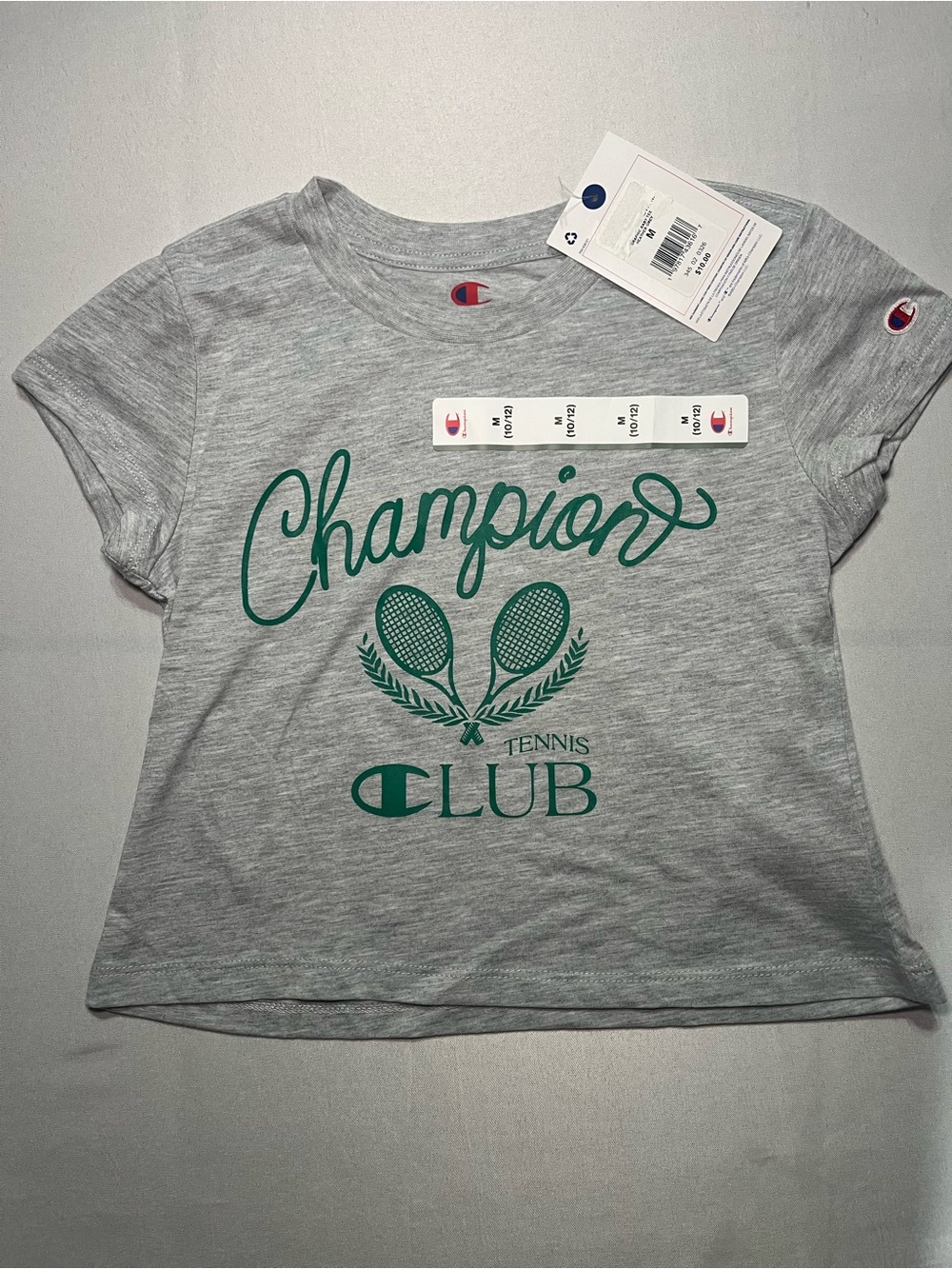 Champion Kids' Medium (10/12) Grey Champion Club Tennis Graphic Short Sleeve Tee